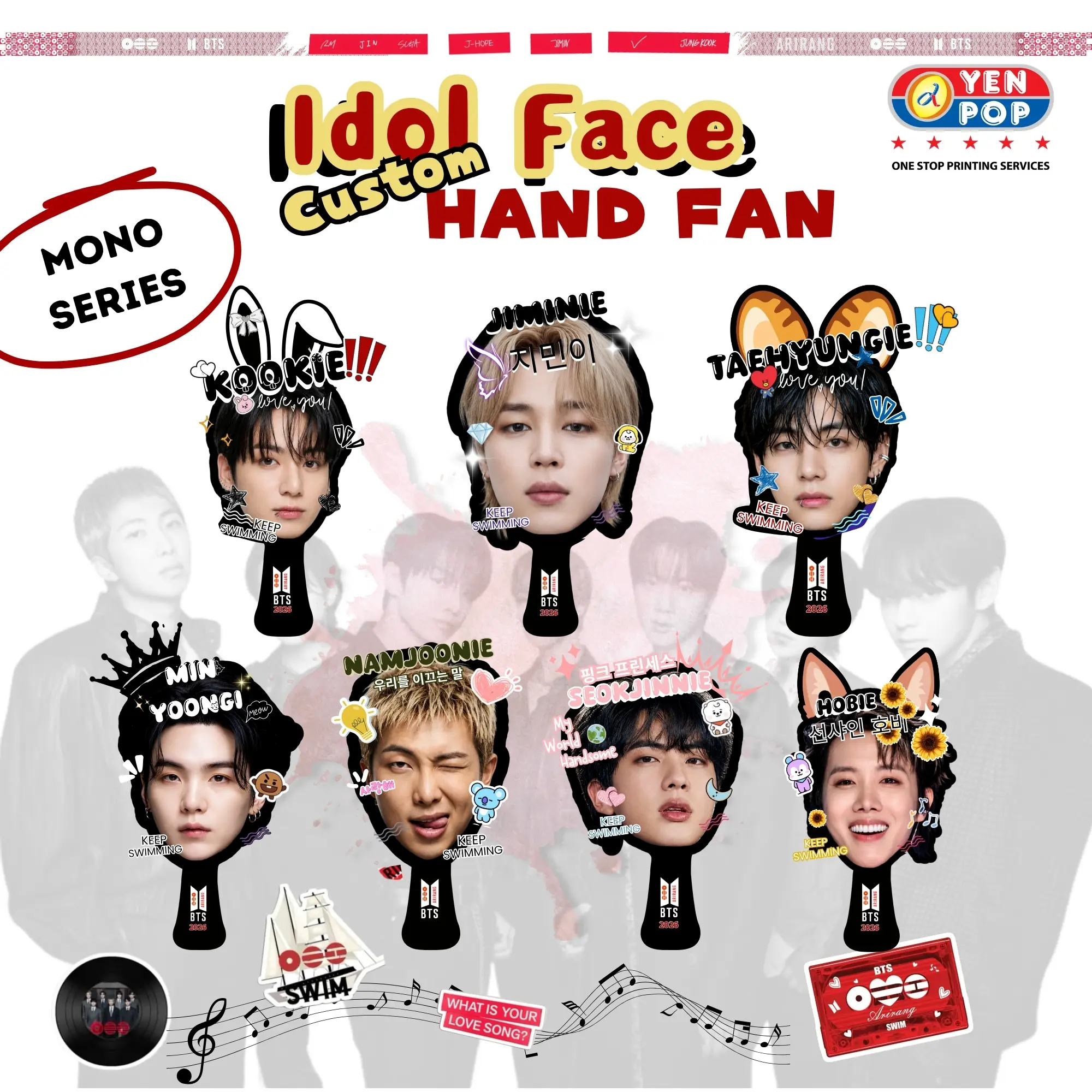 BTS - KIPAS IDOL K-POP I KIPAS KONSER BTS I IDOL FACE CUSTOM HAND FAN BTS CUSTOM PREMIUM IMPRABOARD TEBAL