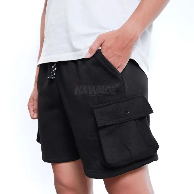 Celana Cargo Pendek Basic Unisex Shortpants Cargo BroadShot Premium Santai Melar Panjang Tebal Lembut Pria Hitam Navy Katun Casual 4