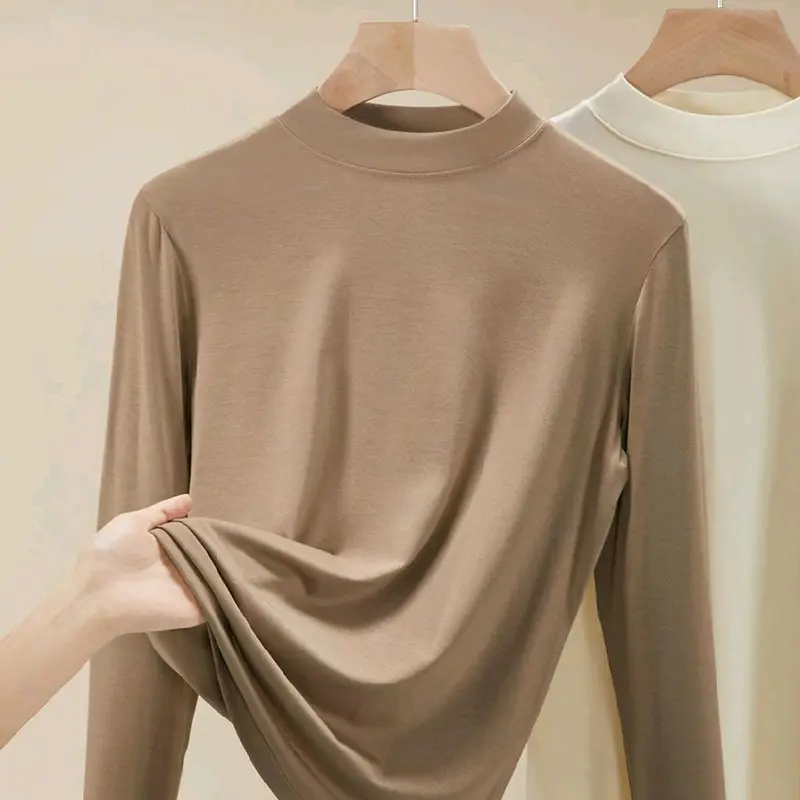 manset lengan panjang wanita Katun Dewasa Baju Nyaman Tangan Variasi Hitam Polos Dalaman Putih 3