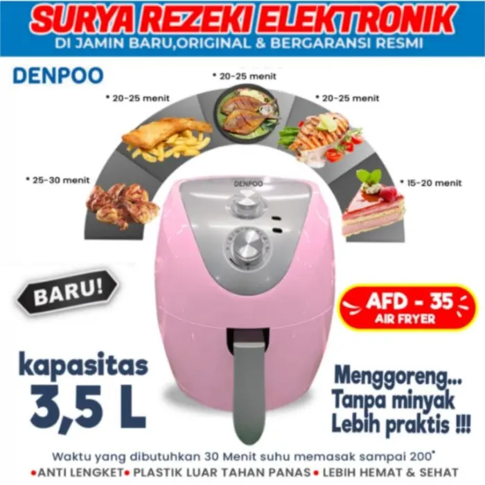 LANGSUNG KIRIM DENPOO AIR FRYER TEKNOLOGI TERBARU MENGGORENG TANPA MINYAK AFD 35 0