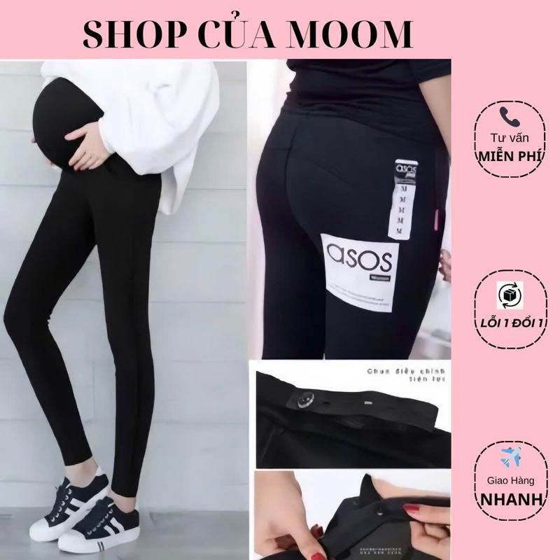 Nhà Moom Quần legging bầu Nâng Vòng 3 Dài+Ngố hàng đẹp cotton có size S-3Xl