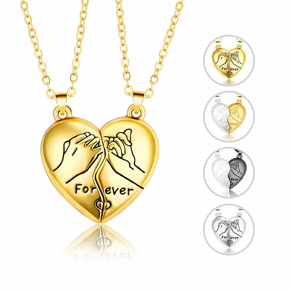 Creative Design Pendant Clavicle Chain Drag Hook Heart-Shaped Magnetic Suction Men and Women Couple Necklace Gift Fashion Ornament