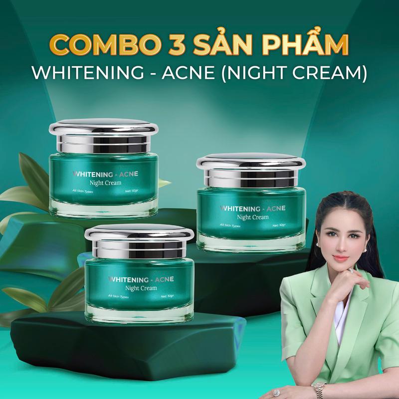  CB24 -  Combo 3 hũ  Kem hỗ trợ trắng da giảm mụn ban đêm Nhã Lê - Acne & Whitening Night Cream - Chăm Sóc Da Làm Đẹp Da 