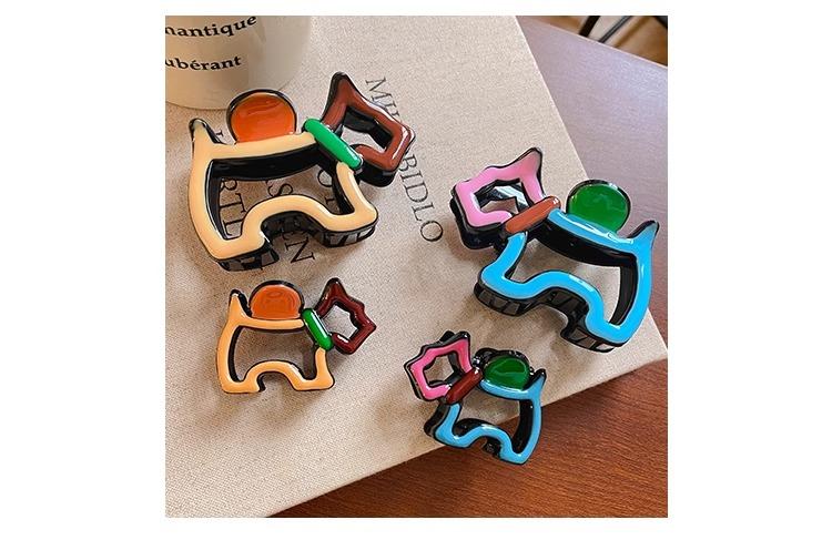Product Introduction of Kẹp Tay Cầm Hình Chó, Thiết Kế Hoạt Hình Dễ Thương, Kẹp Tóc Tấm Thời Trang Đầu Sau Nữ, Kẹp Cá Mập Chặn Màu Lớn, Mũ Đội Đầu 11