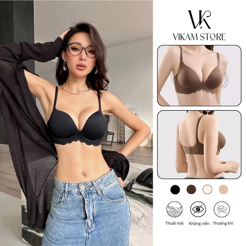   Mã B68  Áo lót nữ su không gọng nâng ngực 3D mút dày 3cm áo ngực  bản to định hình dáng chuẩn êm ái mặc cả ngày -- Vikam 