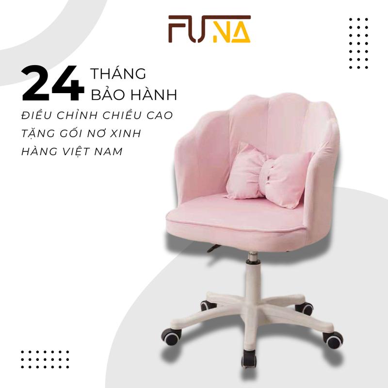 FUNA CHAIR Ghế Vương Niệm Cao Cấp GVM01 Kèm Gối Nơ Tựa Lưng Đệm Mút Dày Dặn Chân Sắt Dày Sơn Tĩnh Điện Cao 45cm Phù Hợp Với Các Loại Bàn Trang Điểm Bàn Làm Nail Ghế Sẽ Là Điểm Nhấn Khi Dùng Decor Phòng Trong Gia Đình