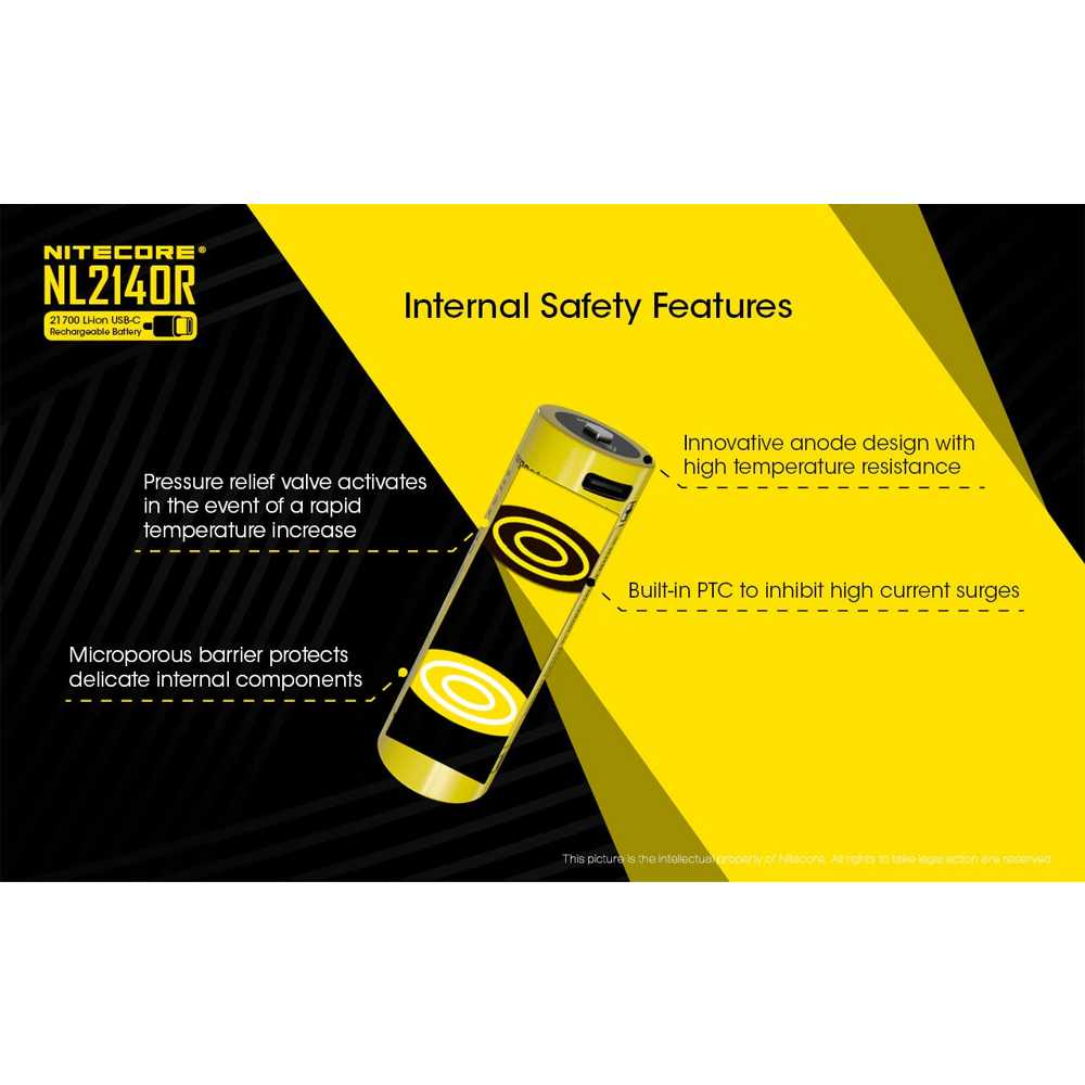 NITECORE Baterai Isi Ulang 21700 Recharge Li-ion 3.6V 5A 4000mAh 1 PCS - NL2140R