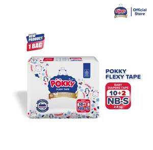POPOK PEREKAT POKKY FLEXY TAPE FOR NEW BORN-S ISI 10+2 | Popok Perekat Newborn Popok Lembut untuk Bayi Baru Lahir Diapers