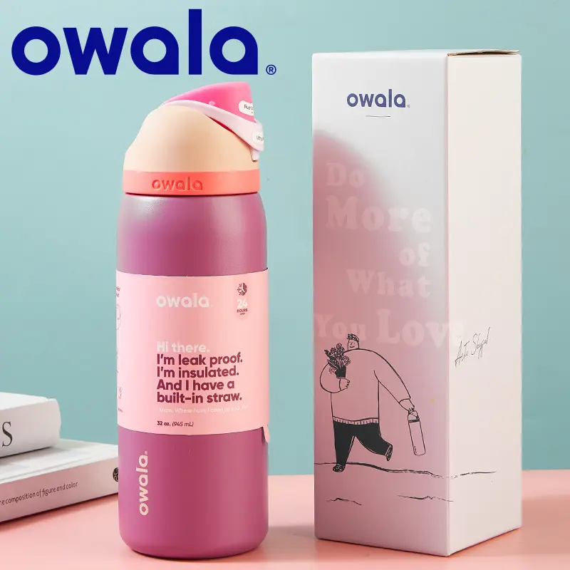 Smell The Roses owala Cup original official store Vacuum Flasks & Thermoses Water Bottle Drinkware Thermo Tumbler Stainless Steel Thermal Mug Hot Coffee Insulated Lid Straw Bottled Portable heat and cold button 24oz 32oz 40oz 710ml 945ml 1183ml