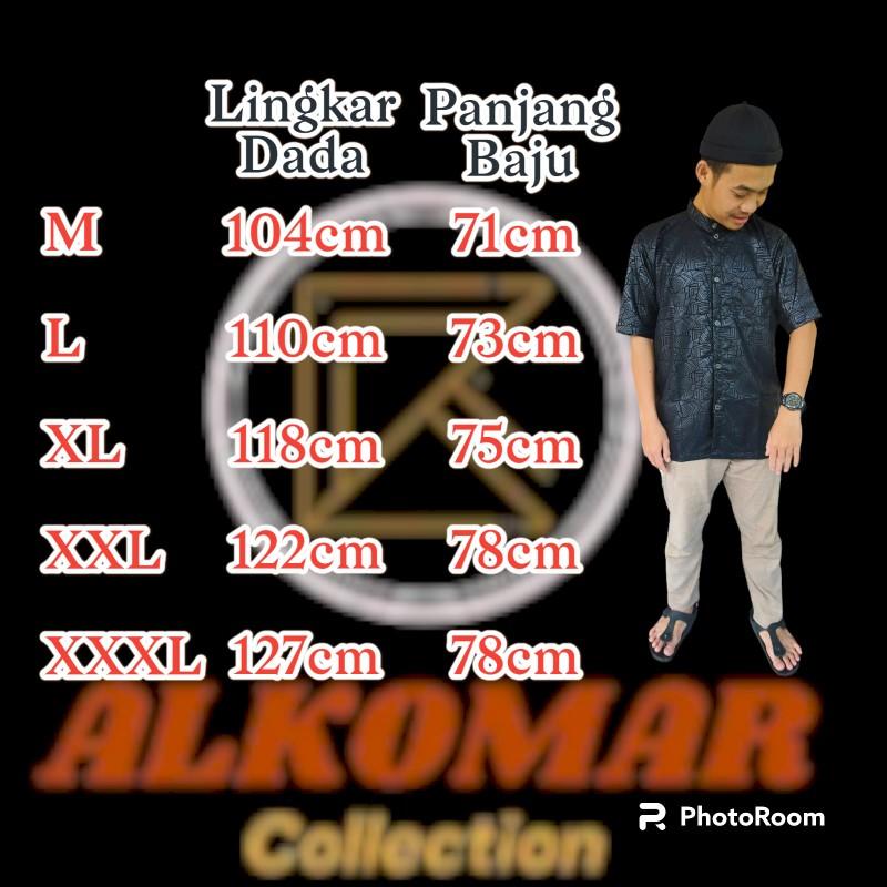 Alkomar baju Koko emboss kemko motif etnik size MLXL XXL XXXL