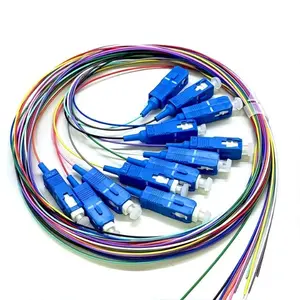 SC/UPC 12 Color Fiber Optic Pigtail 0.9mm ftth Modefiber Optic Pigtail tunggal 1.5m