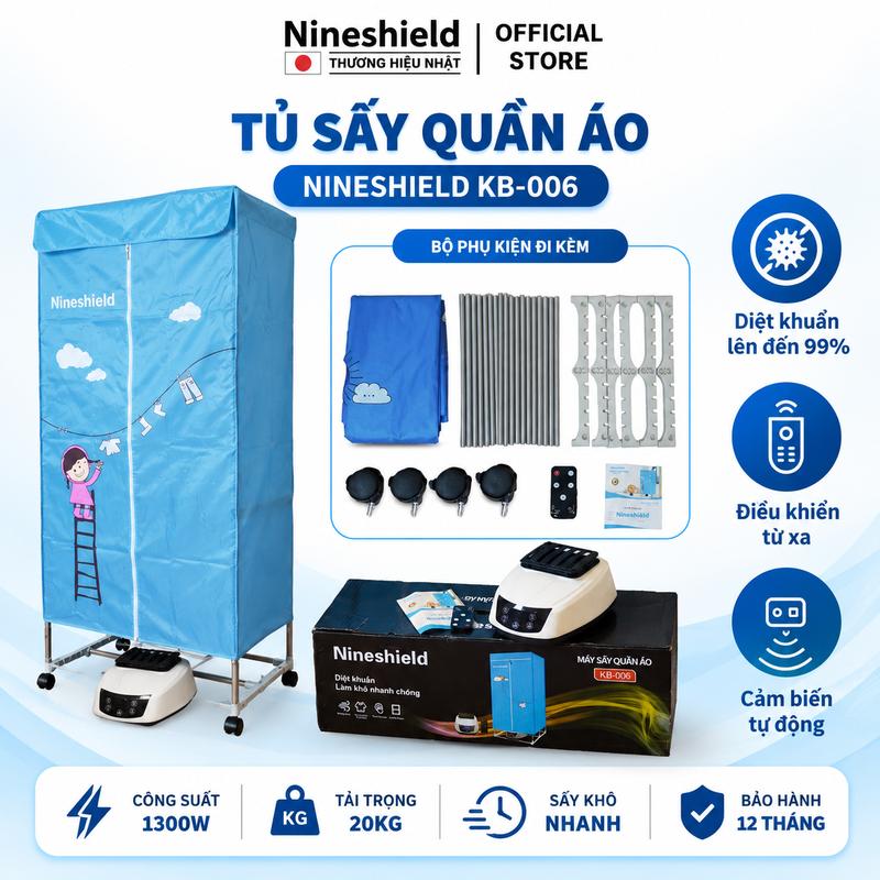 TỦ SẤY QUẦN ÁO NINESHIELD KB-006 1300W - MÁY SẤY QUẦN ÁO CÓ ĐIỀU KHIỂN, SẤY KHÔ NHANH, BẢO HÀNH 12 THÁNG