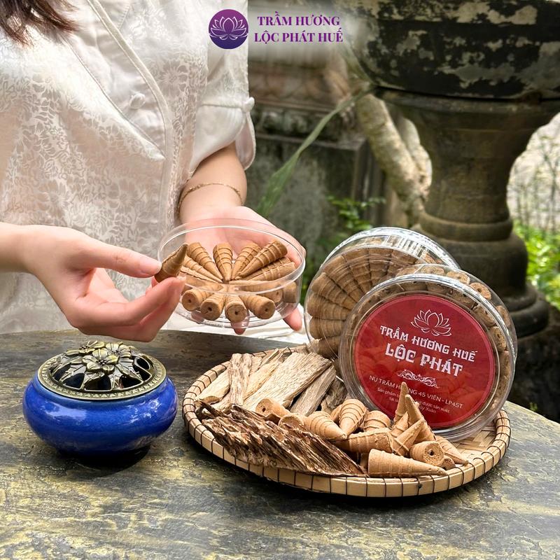 [TẶNG LƯ XÔNG + LÁ BỒ ĐỀ] Combo 3 hộp trầm nụ xông nhà Lộc Phát Huế, nhang nụ, trầm hương phong thủy hộp 45 viên 6