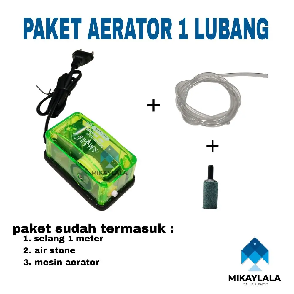 PAKET MESIN AERATOR 1 LUBANG LENGKAP SELANG DAN BATU AQUARIUM