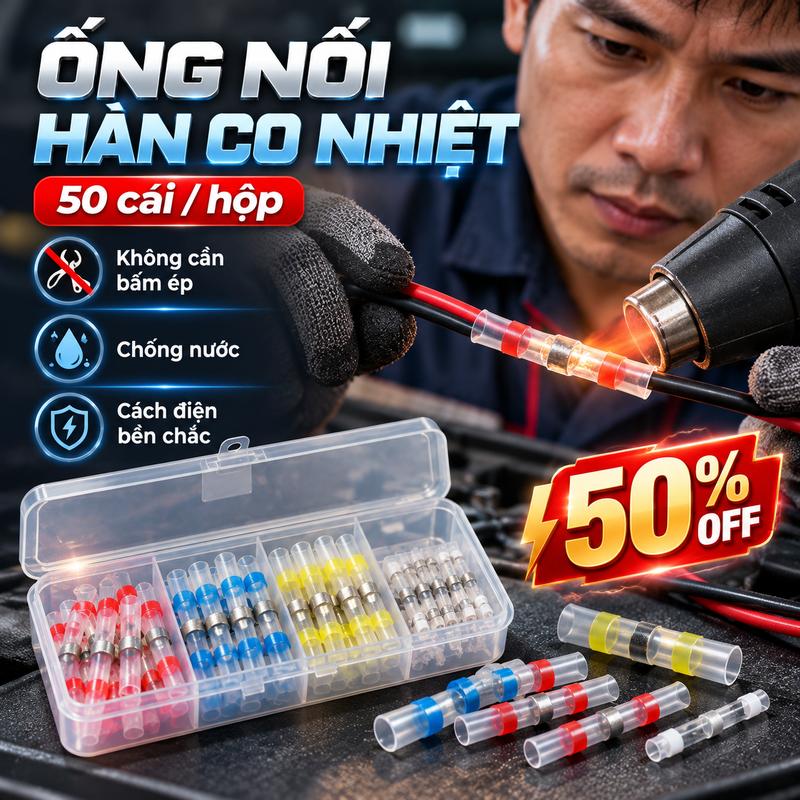 Ống luồn dây hàn nóng co giãn, không cần ép bấm, đầu nối dây điện chống thấm nước bằng hàn chảy