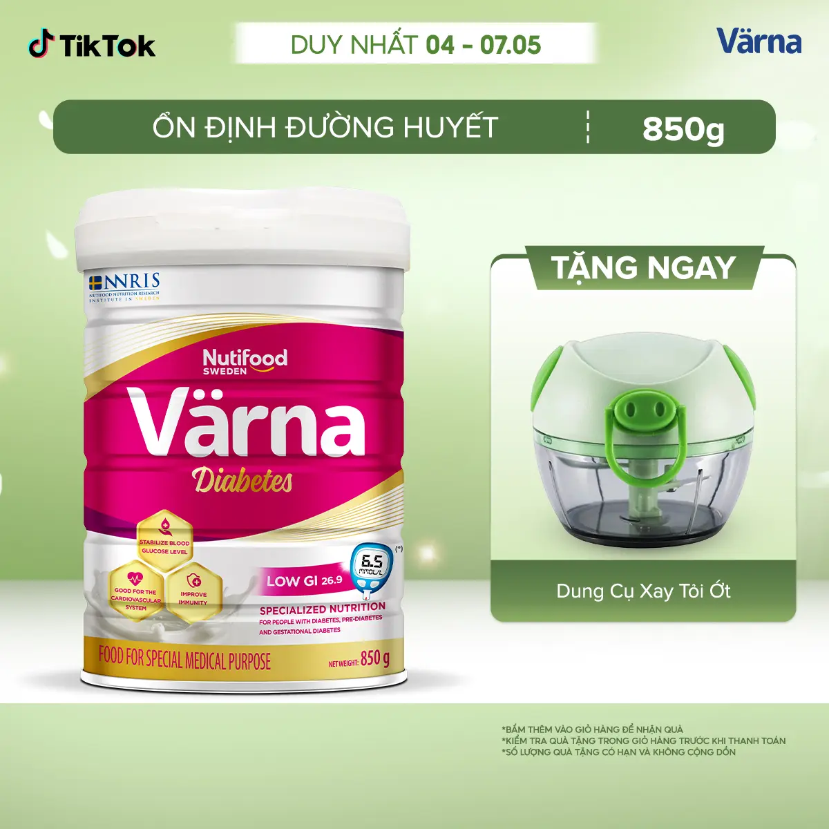 Sữa Bột Varna Diabetes lon 850g - Hỗ trợ ổn định đường huyết