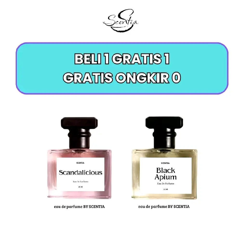 BELI 1 GRATIS 1 PARFUM  Wanita Pria [Scandalicious] [Black Apium] [Barcarat] [Sauvagez] [Cheros] [Perfume 25 MI] Uniseks Wangi Tahan Lama untuk semua kalangan. Peony Lavender Lemon Licorice Orange Perempuan Laki-Laki Pear Elegant Kosmetik