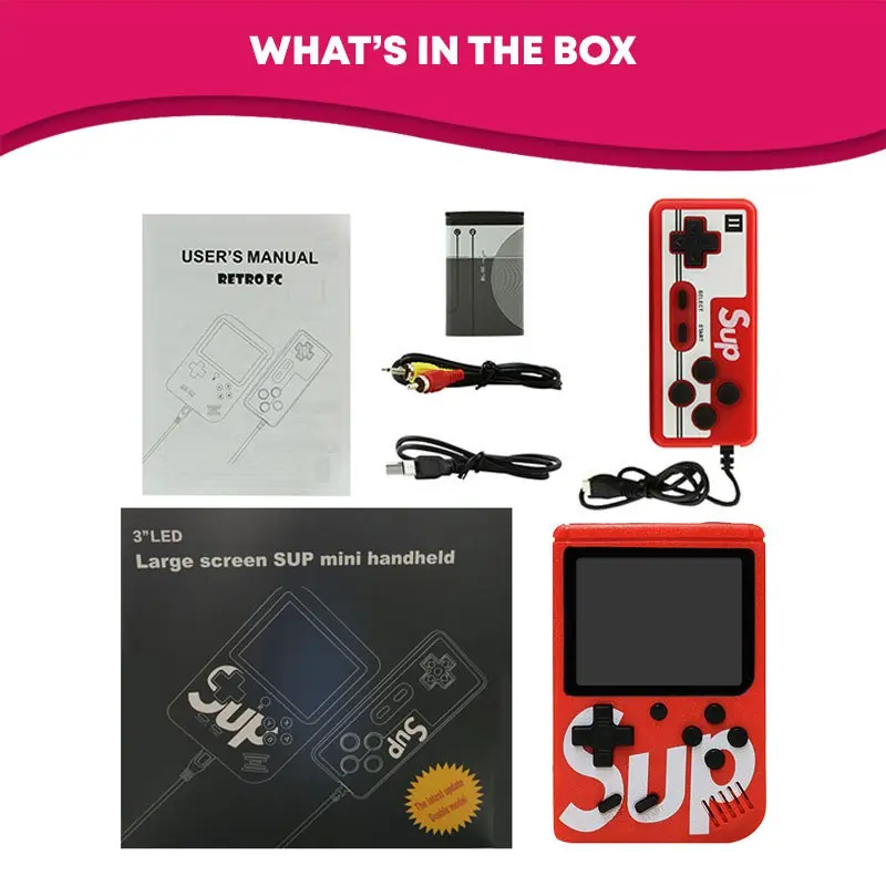 400 IN 1 Game Retro Klasik Layar Portabel Konsol 3 Inci dengan Remote untuk Gameboy Pemain Ganda Gamepad Black 6
