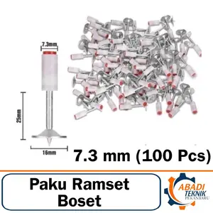 Paku Beton Tembok Besi Mini Ramset 7.3mm Nail Fastening Gun 100Pcz