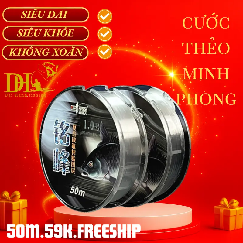 Cước thẻo câu cá Minh Phong ( 50m ) chất liệu nylon dây mềm tải trọng tốt ổn định-Viking Fishing 0