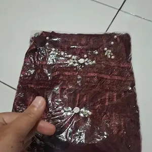 Tulip Outer Tunik Cardigan Brokat Kondangan Kekinian. Brukat  Pesta Kombinasi Tille Brukat Dan Tali Kancing Payet Diamond,Baju Kondangan Bridesmaid Wisuda Motif Random