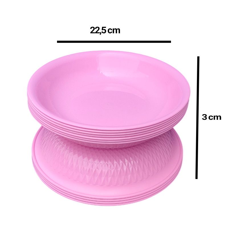 PAKET HEMAT ISI 12&6 PCS PIRING MAKAN GEMOY motif diamond piring plastik tebal untuk dewasa dan anak anak.