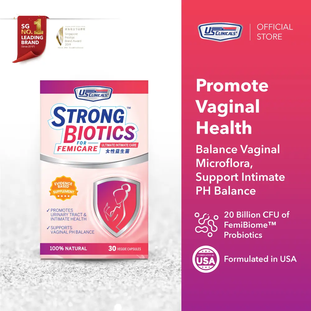 US Clinicals StrongBiotics For Femicare 30s (Cranberry & Pomegranate) - Support Female Intimate Area Health probiotic Edible Fitness Healthcare Supplement