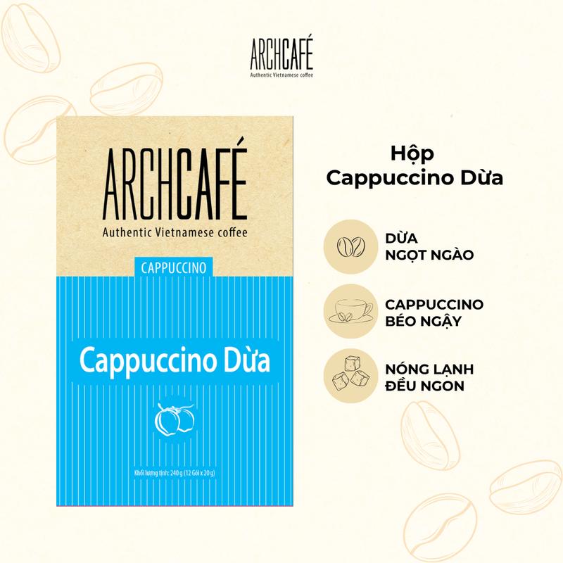 Cappuccino Dừa Archcafe - Cà phê hoà tan (12 gói x 20g) - Cà Phê Dừa