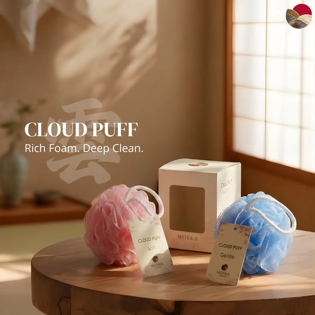 MOEKA Premium Shower Puff - 2 Texture Variants Soft & Hard Exfoliating Mesh - [SKIN RENEWAL]
