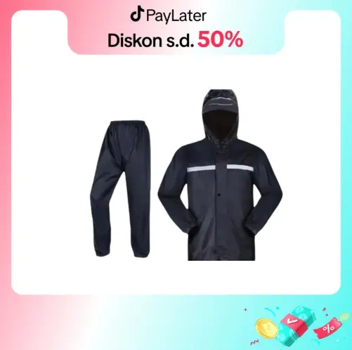 Alliance Jas Hujan/Mantel Hujan Tahan Air dan Angin Black Zipper untuk Pria dan Wanita - Ukuran L, XL, XXL, XXXL