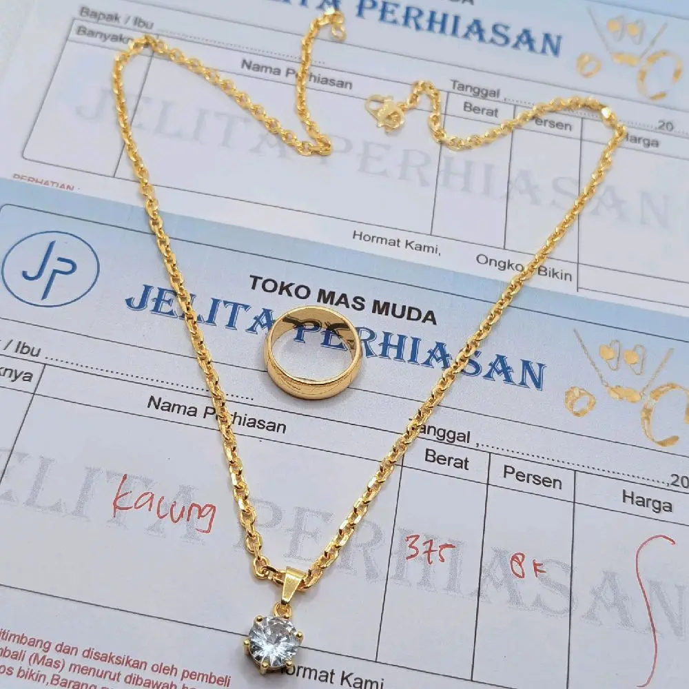 Kalung Nuri Medan emas muda free cincin polos dapat surat kalung wanita COD