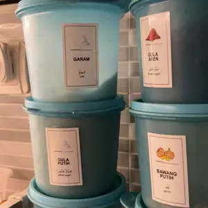 Sticker Label Spice Jar Toples Stiker Bumbu Dapur Minimalis Estetik Waterproof Bilingual Bahasa Inggris Arab 3,5x6 cm