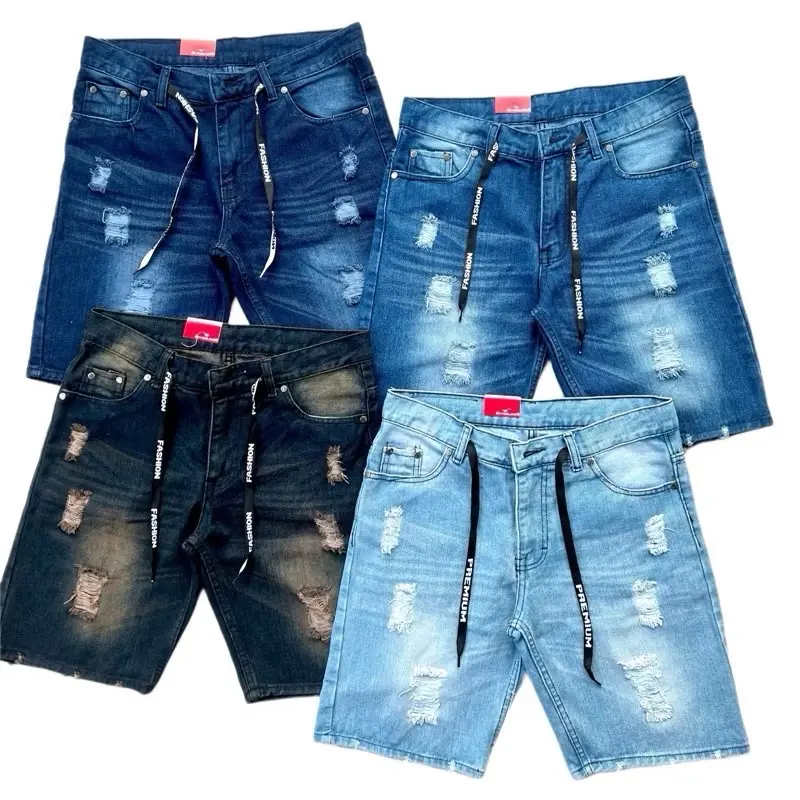 Celana Pendek Pria Distro Cowok Jeans Sobek Shorts Dewasa Hitam - Panjang, Surfing, Snow Hitam, Snow Biru, Hitam, Ukuran 27-33