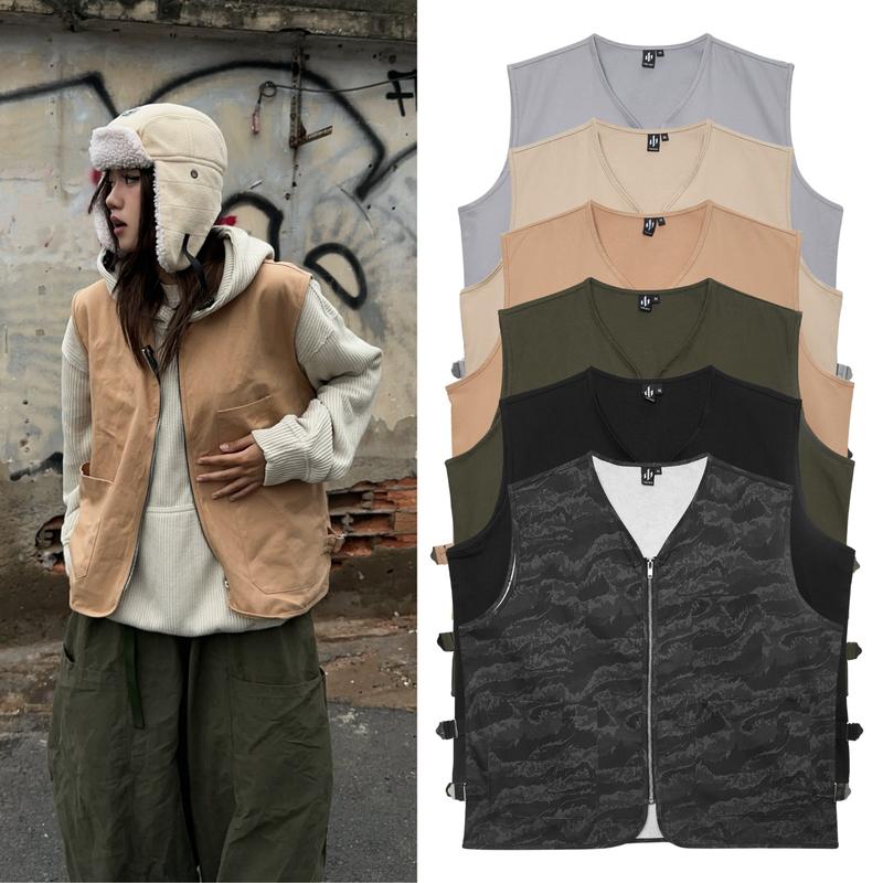 YOBA | Áo Gile - Áo Khoác Gile Kaki 6 Màu Dáng Rộng Nam Nữ Zip-Up Vest Bigsize 130kg 6 Màu Dáng Rộng Thời Trang Linh Hoạt Tiện Lợi Cho Mọi Dịp