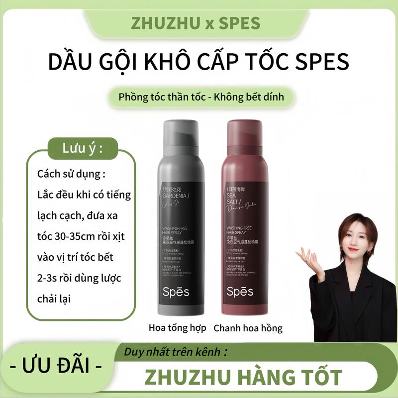 ZHUZHU X SPES Dầu Gội Khô Spes, Công Thức Đặc Biệt Với Keratin, Hút Dầu, Không Dính, Giữ 8 Giờ, 150ml,