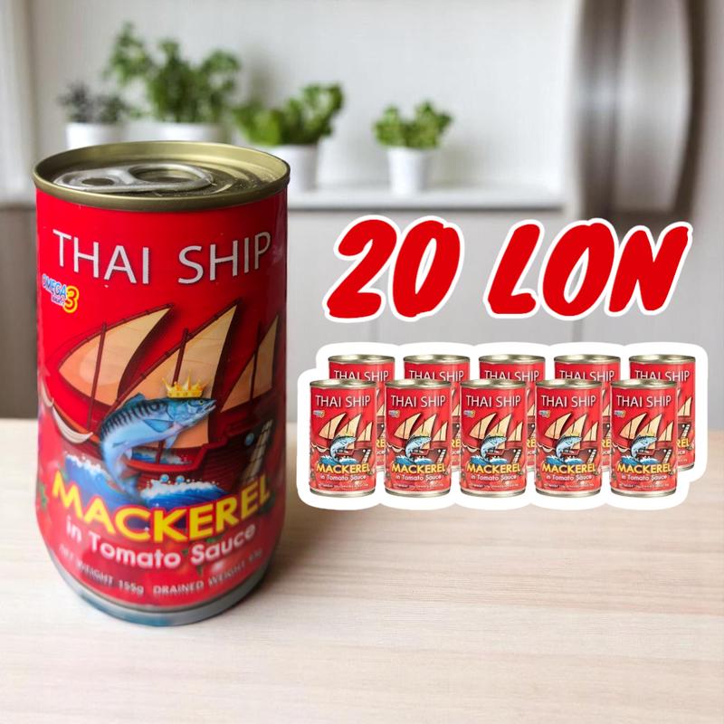    Combo 20 Lon   Cá Nục Sốt Cà Hiệu Thai Ship - Ngon Đậm Đà | Hàng Thái Chính Hãng  155g lon  