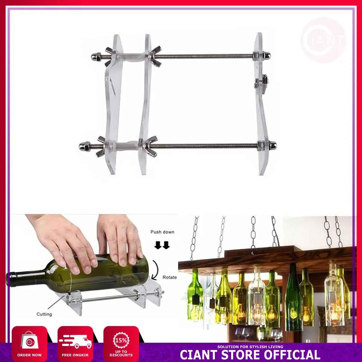 ALAT PEMOTONG BOTOL KACA CUTTER GLASS PISAU BOTTLE PAJANGAN ADJUSTABLE