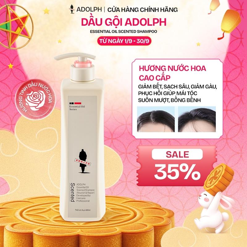 Dầu gội ADOLPH Essential Oil Scented Shampoo, Sạch sâu, Giảm gàu, dưỡng ẩm, phục hồi, giúp tóc suôn mượt, mềm mại 248ml