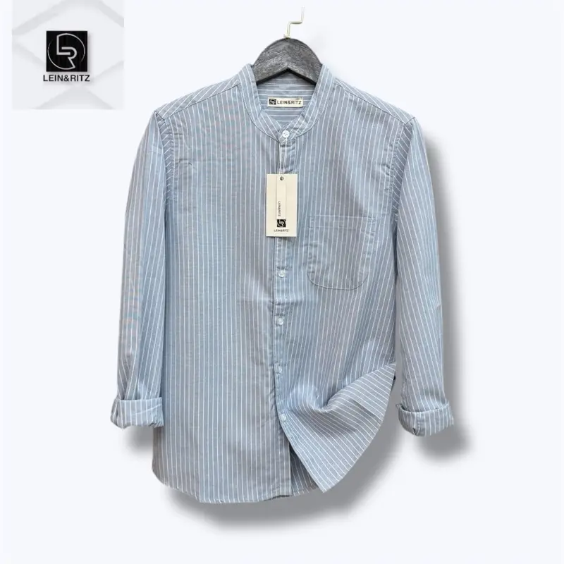Kemeja Shanghai Panjang Salur Stripe Oxfort Premium - Kemeja Shanghai Casual Pria Salur Slimfit - Lein&Ritz