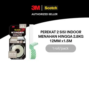 3M™ Scotch® Double Sided-Mounting Tape, Strong, 1 pc, 12 mm x 1.5 m, Untuk pengunaan dinding dalam ruangan