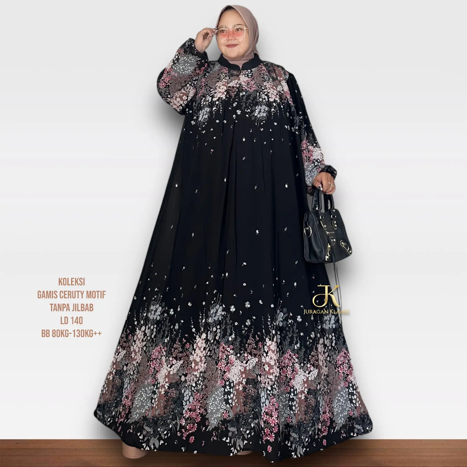 Gamis Jumbo Motif TANPA JILBAB LD 140-150 Estimasi BB 100-130KG++ Bahan Ceruty Full Furing Kondangan Lebaran  Muslim Wanita Free Bros  Kain Putih | Juragan Klambi Jumbo Mewah Pesta