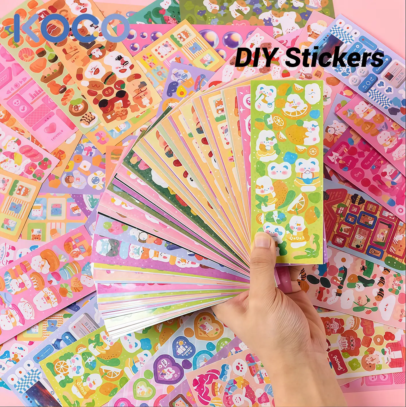 KOCO TOYS 20/60/100/200 LEMBAR STIKER AESTHETIC KARTUN LUCU /DEKORASI JURNAL/SCRAPBOOK