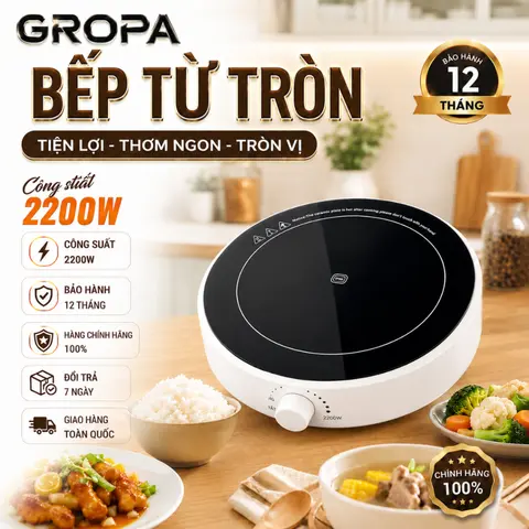 Bếp từ tròn mini 2200W nấu nướng đa năng sôi nhanh tiết kiệm điện bếp điện từ đơn
