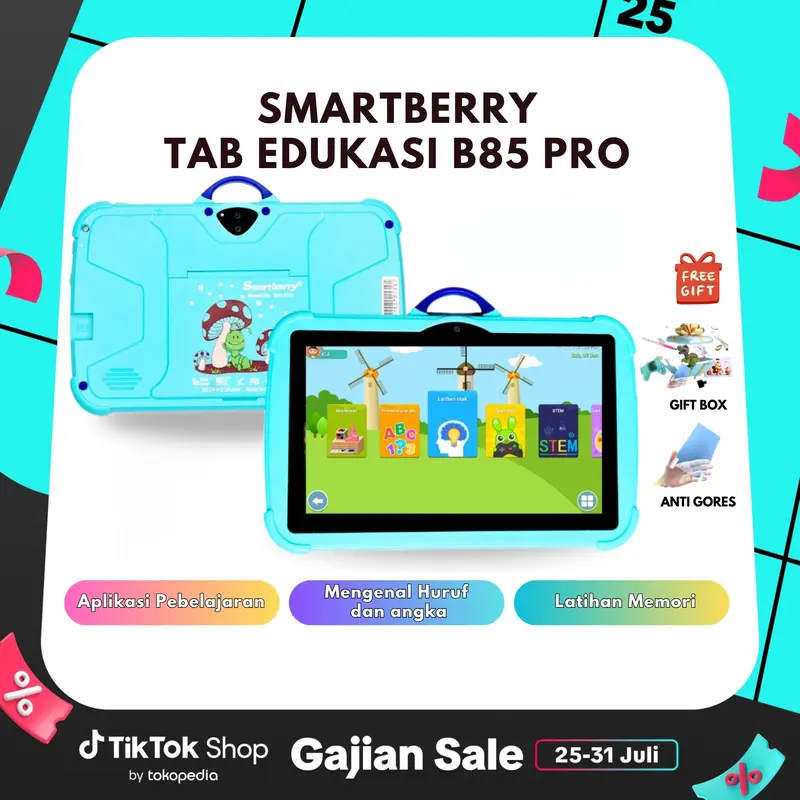 SMARTBERRY KIDS STUDY TAB B89 Plus / B85 Pro / B93 tab 4/128GB / Tablet Anak / Tablet 7 Inch / Tablet PC / Tablet Android 13 / 4/128 GB / 2Camera Bluetooth 1