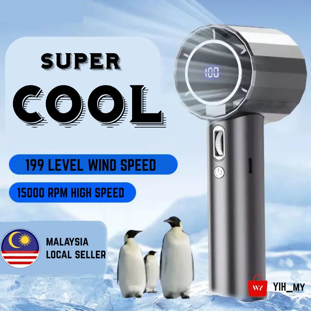 Newest KTS High Speed Handheld Fan Strong Wind 100 Gear With Adjustable Speeds LED Display Battery Portable Quiet Mini Fan Alloy Cooling Mobile Power Usb
