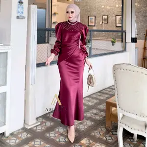 Vina Dress Satin Silk Premium Muslim Wanita – Body Fit Elegan Kondangan Terbaru