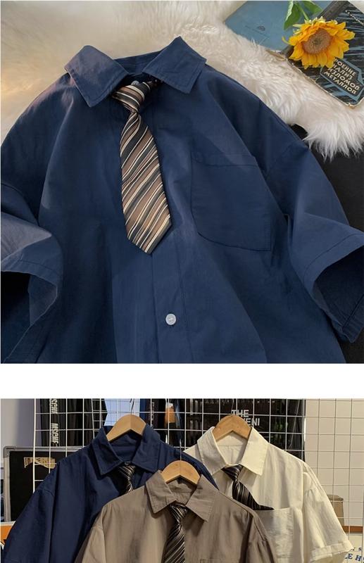 Product Introduction of delivery tie，Áo Sơ Mi Ngắn Tay Linh Hoạt Năng, Cà Vạt Chất Lượng Cao, Dkjk, Đại Học Nhật Bản, Phát Sóng Trực Tiếp, Cặp Đôi, Mặc, Mùa Xuân Menswear Nam Cổ Tròn Có Cổ 18