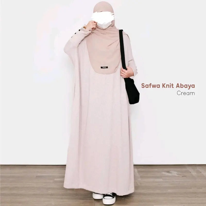 SAFWA ABAYA KNIT IMPORT / ABAYA BATWING SYAR'I GAMIS ABAYA RIB KNIT IMPORT JUMBO 1