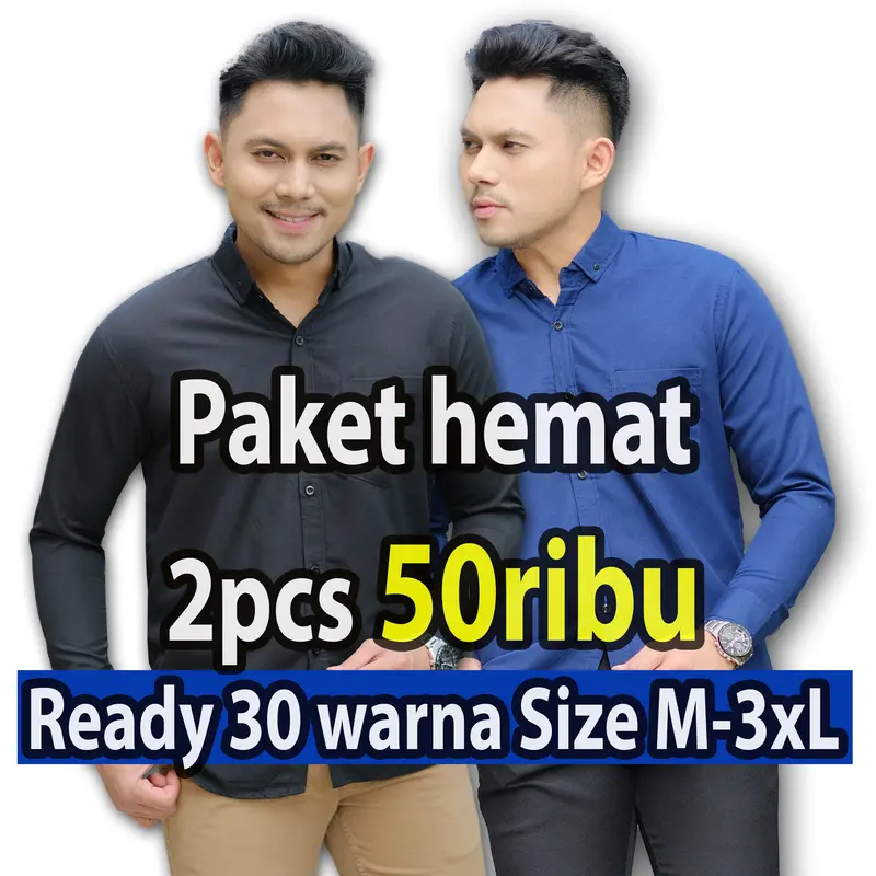 PAKET 2PCS CUMA 50RIBU KEMEJA POLOS PRIA LENGAN PANJANG 0