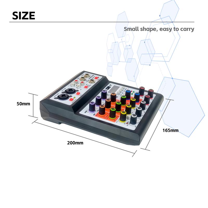 KP4 Audio mixer professional 4 channel mixer, support Bluetooth USB MP3 playback Amplifier 7